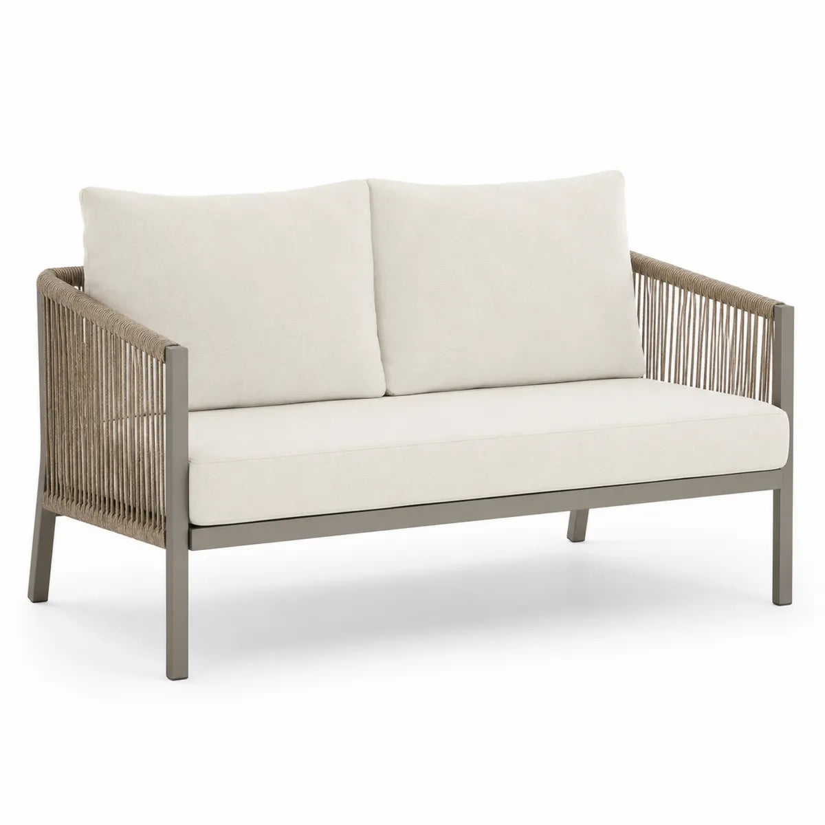 Sofa dwuosobowa zewnętrzna kremowa aluminium i poliester