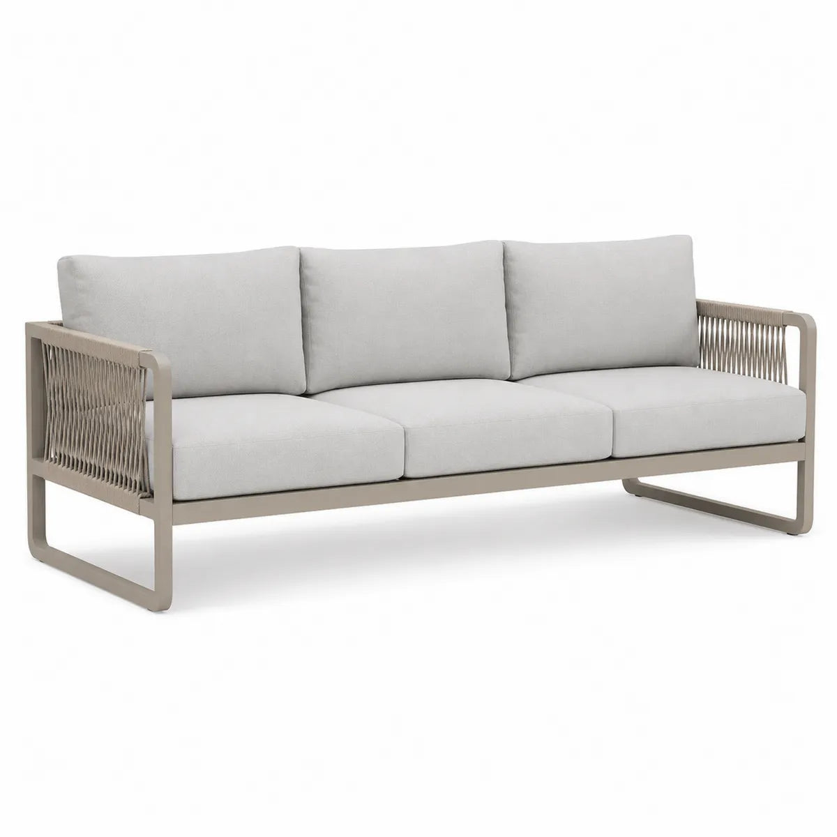 Sofa ogrodowa 3-osobowa aluminiowa z szarym siedziskiem