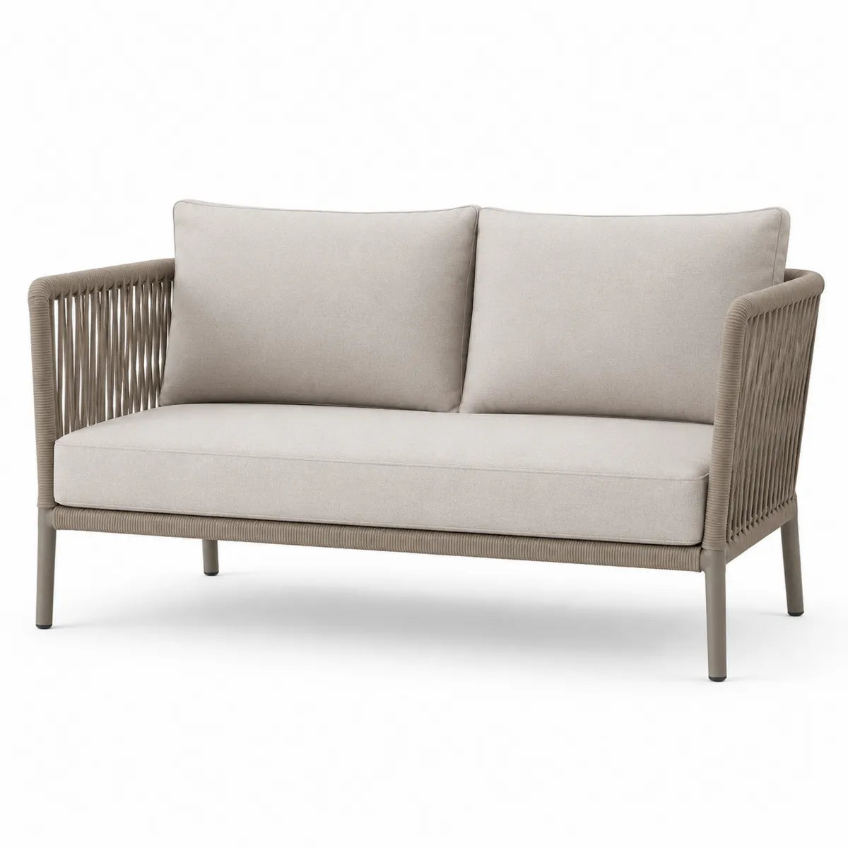 Sofa ogrodowa 2-osobowa beżowa aluminium poliester
