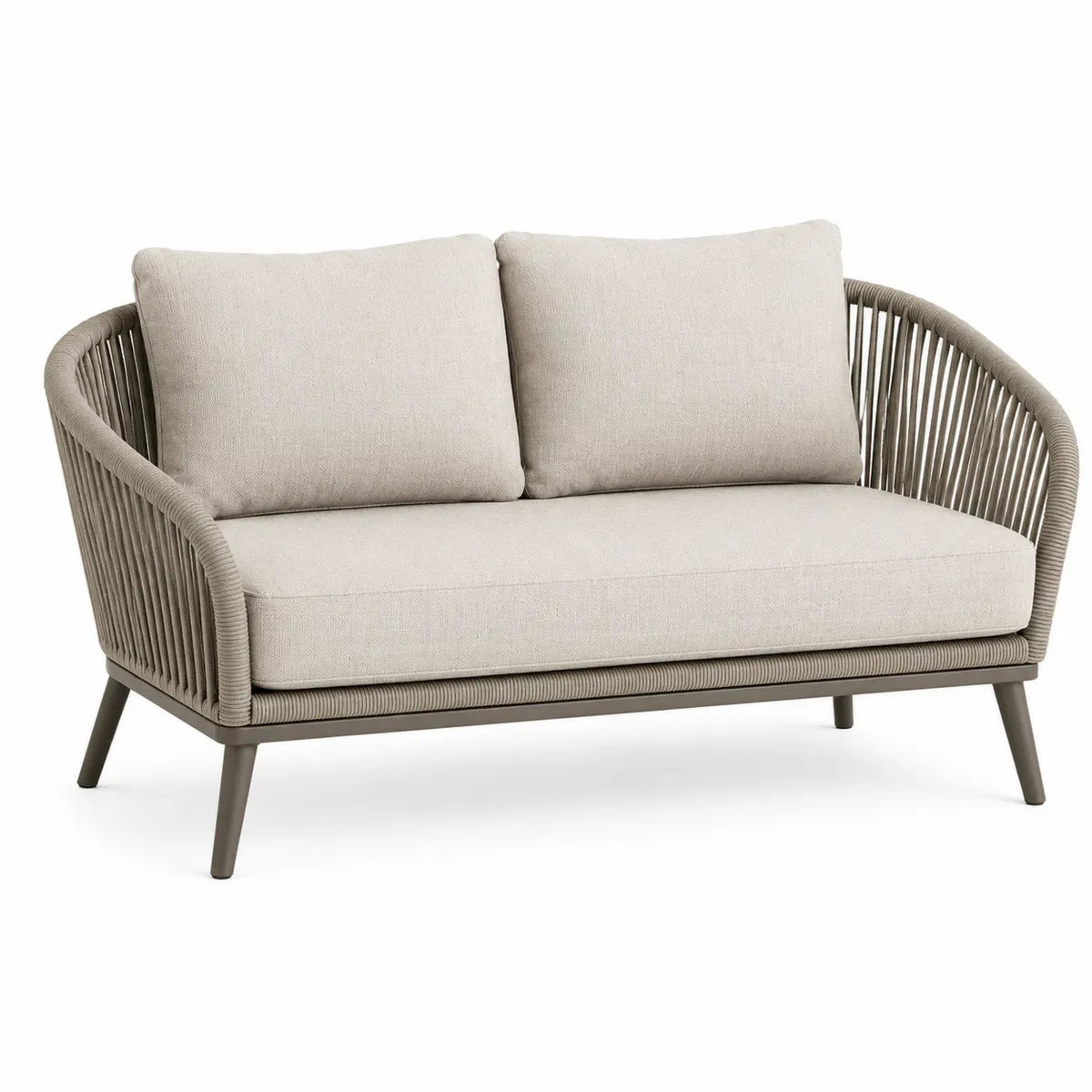 Sofa dwuosobowa ogrodowa beige stal liny 120cm
