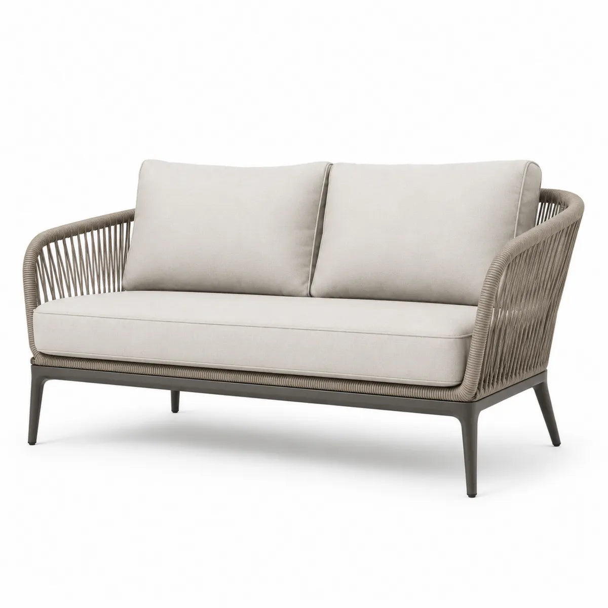 Sofa ogrodowa dwuosobowa aluminium kremowa 130 cm