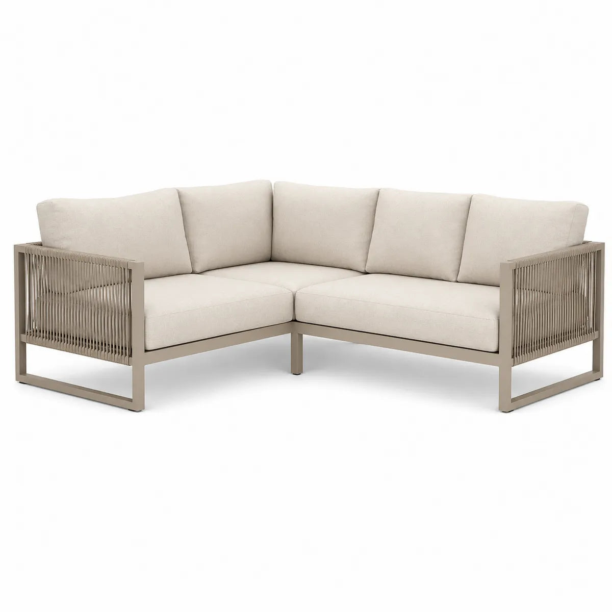 Sofa narożna ogrodowa beżowa aluminium i poliester 250x250x85 cm