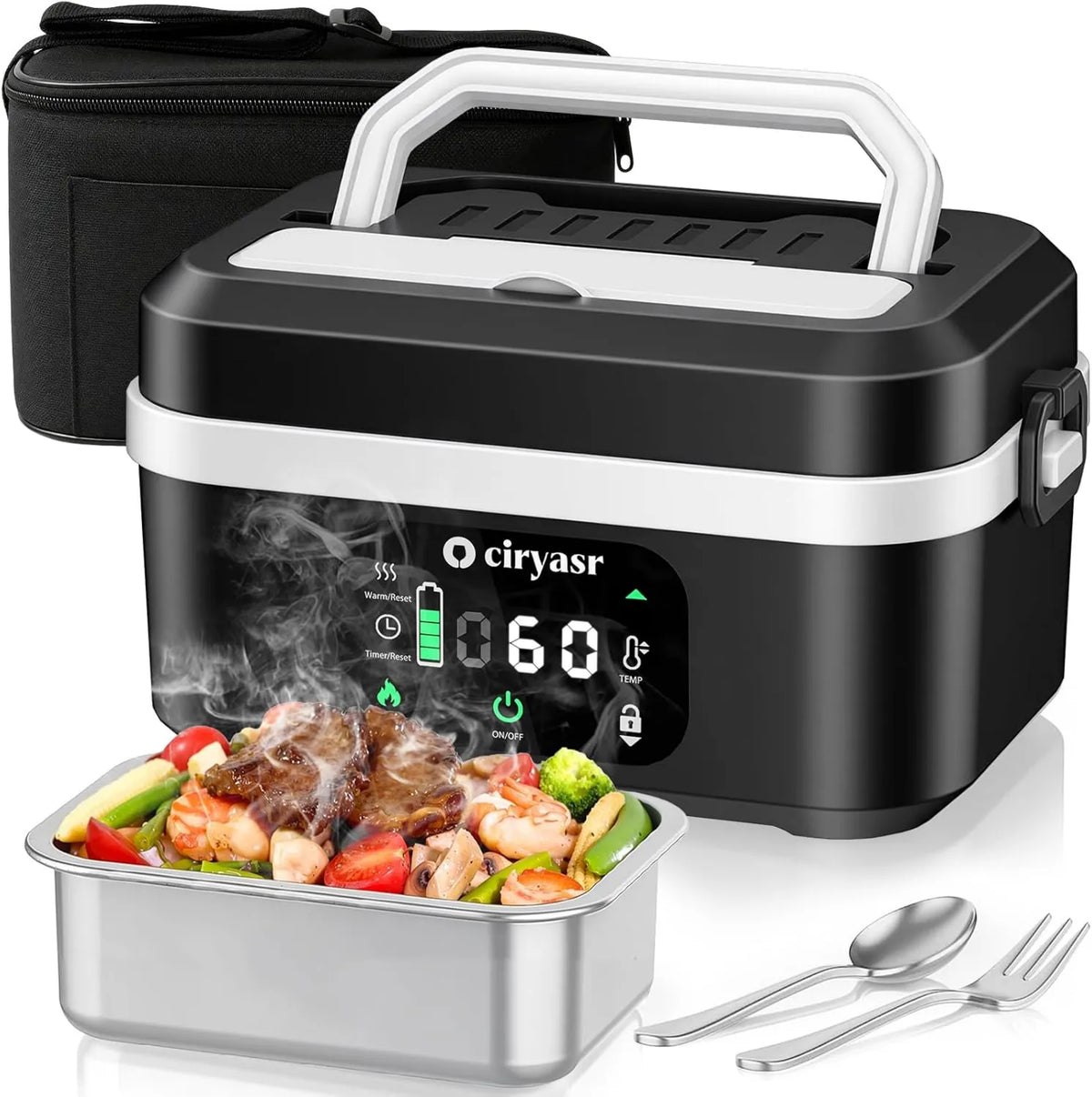 CIRYASR, 20000 mAh bezprzewodowe elektryczne pudełko na lunch dla dorosłych, Gamelle Chauffante, 1, 35 l