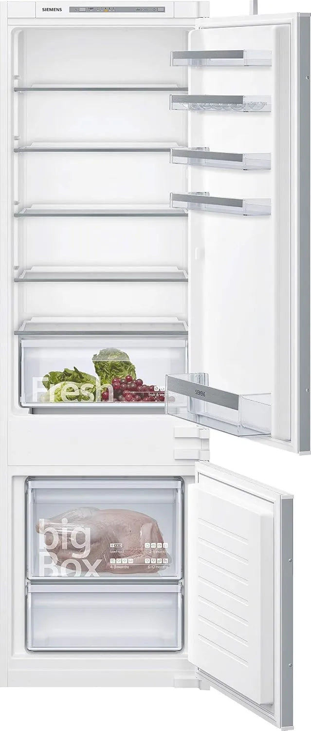 SIEMENS lodówka, iQ300 KI87VSF0, 272 l, do zabudowy, oświetlenie LED, 259 kWh, lowFrost, Big Box KI87VVSF0