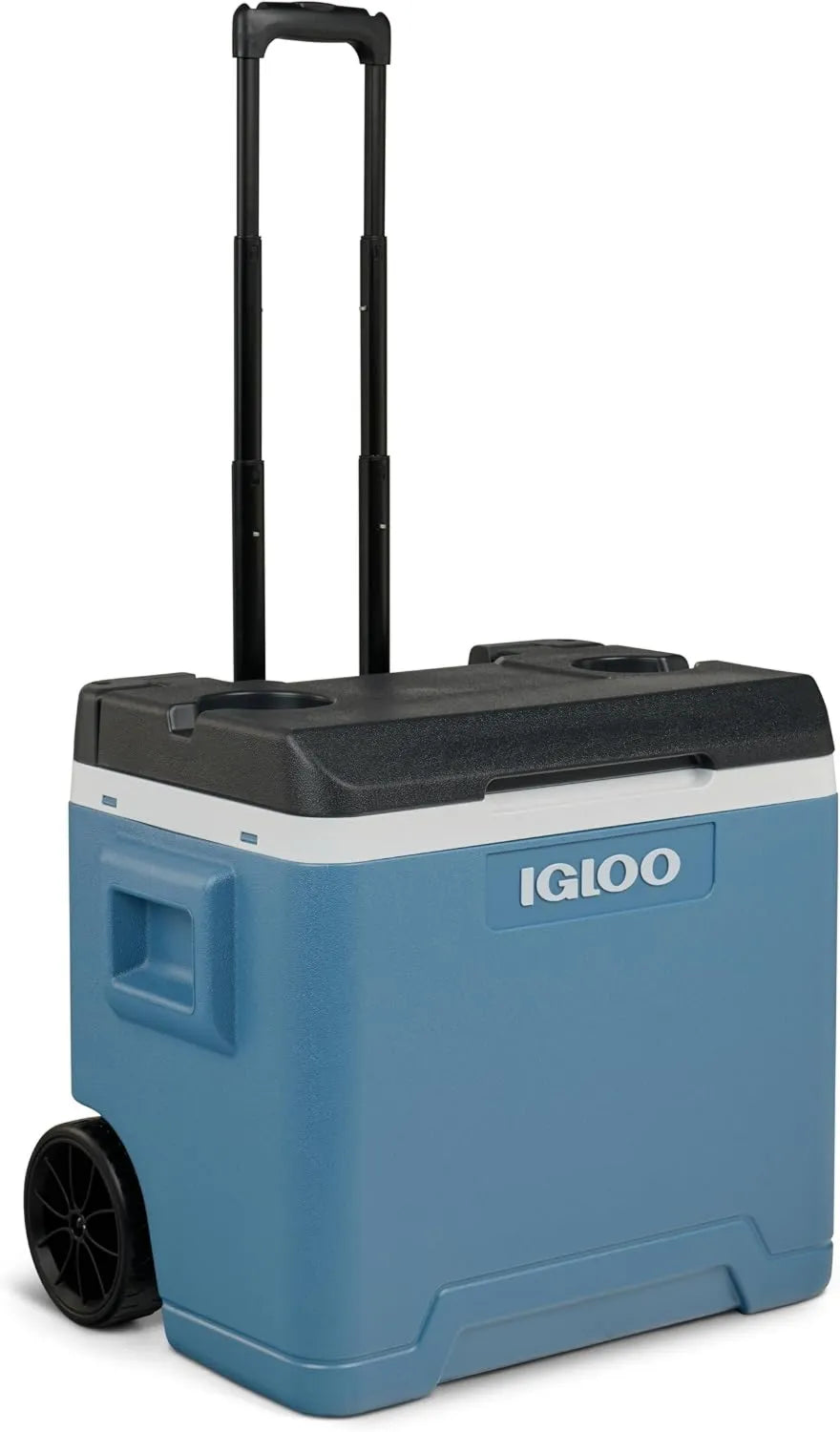 Lodówka, uchwyt teleskopowy, IGLOO IP42 Roller Pasywna Lodówka 42L, Niebieska Termoskrzynka na Kółkach z Rączką Teleskopową do Biwaku i Rekreacji