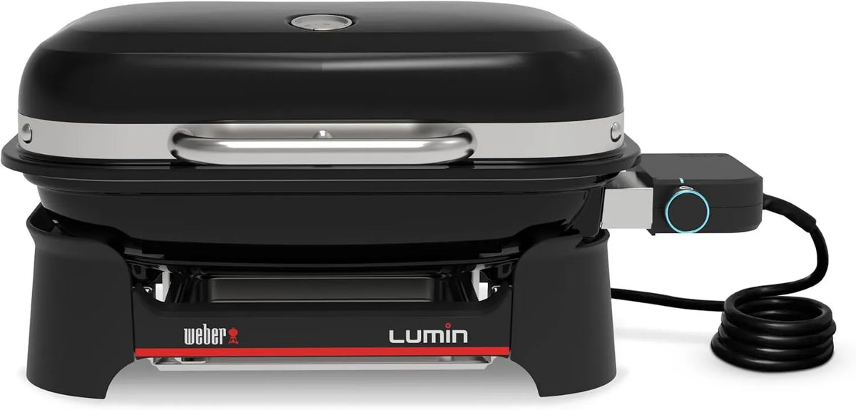 Grill elektryczny, 32 cm, 43 X 32 cm, funkcja grilla, Weber Lumin Compact Przenośny Kompaktowy Grill Elektryczny, z Termometrem w Pokrywie