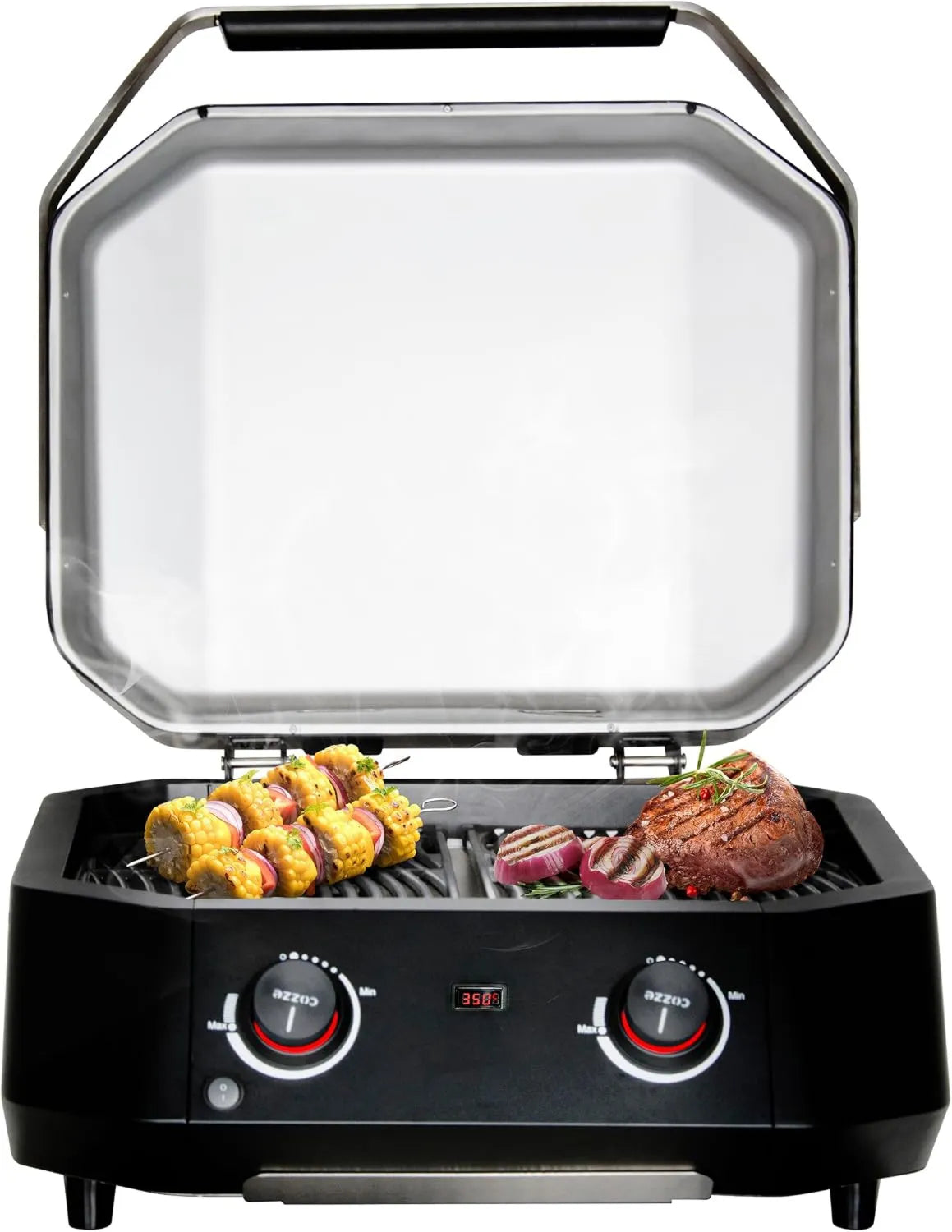 cozze, E- 500 termometr SS430, grill, 51 x 39 cm, 2 pola grzewcze, 2100 W, 230 V, stal nierdzewna, funkcja grzewcza E-500