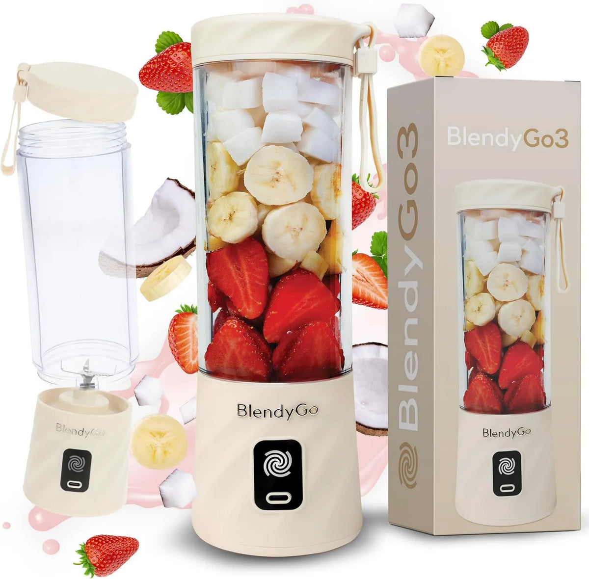 BlendyGo, Mikser, przenośny, USB, 550 ml, bez BPA-, wyciskany z USB