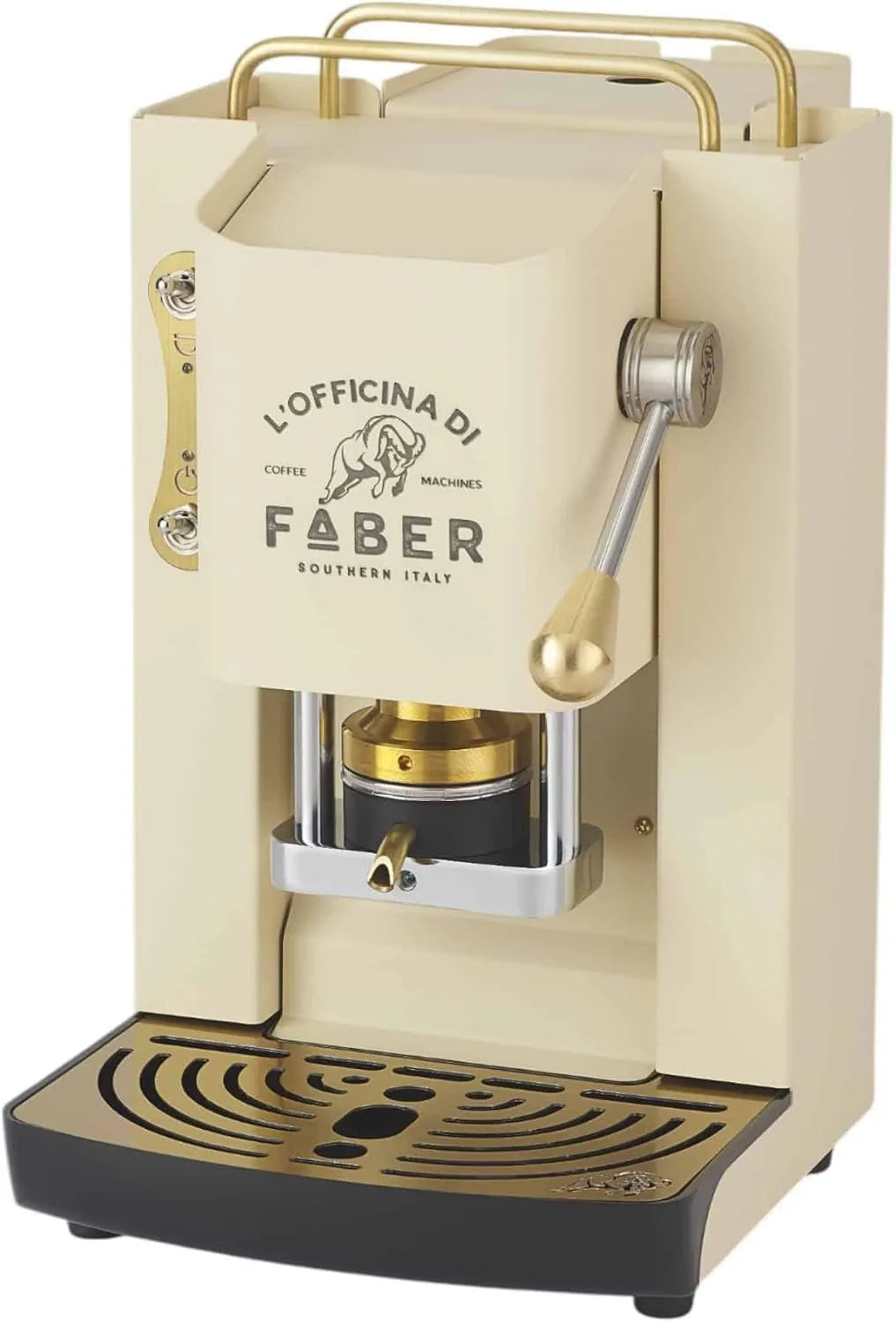 Ekspres do kawy, 44 mm, 1,3 l, regulacja ustawień, FABER COFFEE MACHINES, Model Pro Deluxe, Ekspres do kawy ESSE 44 mm, Wykończenia mosiężne
