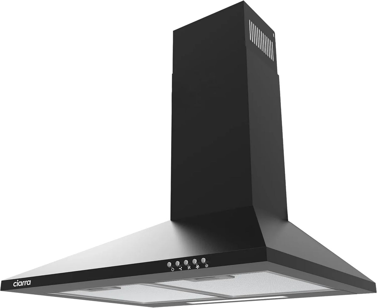 CIARRA okap kuchenny, CARRA CAB6201A Osłona ssąca, 60 cm, 370 m3 / h, klasa energetyczna A, ewakuacja i recykling, oświetlenie LED, montaż ścienny m3/h