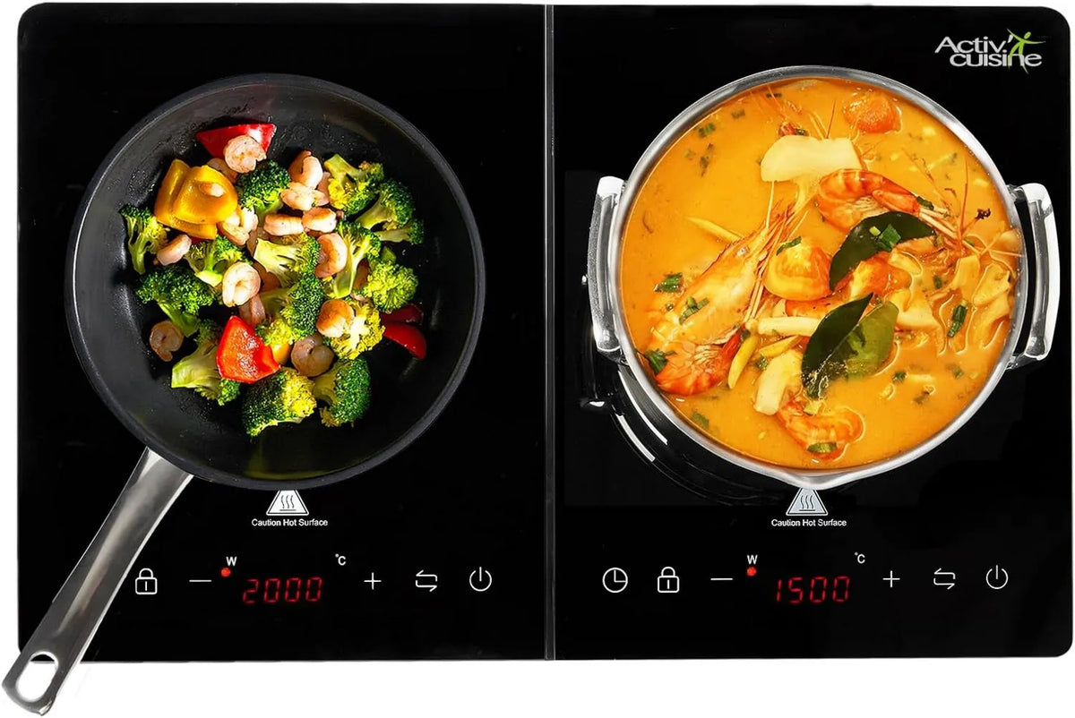 ACTIV CUISINE płyta grzewcza, Płyta indukcyjna, 3500 W, indukcyjny stół do gotowania, licznik, przenośny, czarny, 10 poziomów mocy, 10 Ustawienia temperatury, Powierzchnia