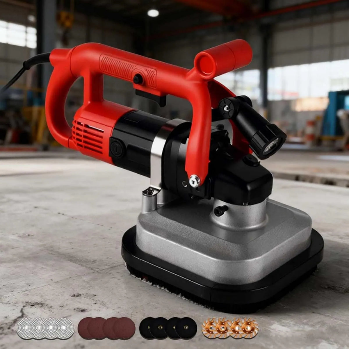 ZHIXUMM, Elektryczny aparat do diamentów, zestaw do nakłuwania do BeTon, Piasta do podłogi i Polisher 3600 W, 6 Szybkościomierze Regulowalne, 600- 3000 TR / Min do BeTon i