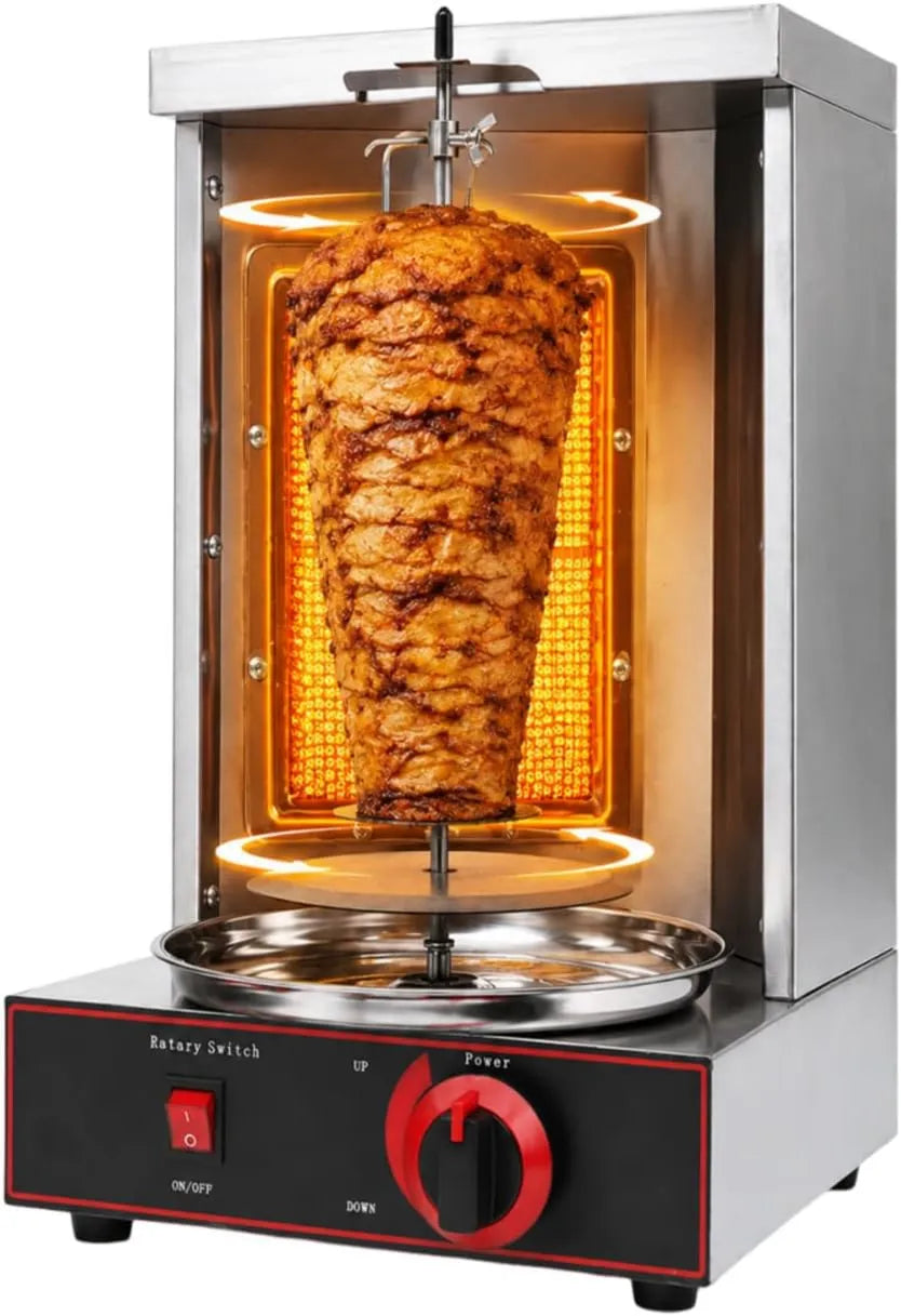 Chensyo grill elektryczny, Maszyna do kebabu GPL 2000, Grill 2000 W, 2 strefy temperaturowe, stal nierdzewna, funkcja ogrzewania