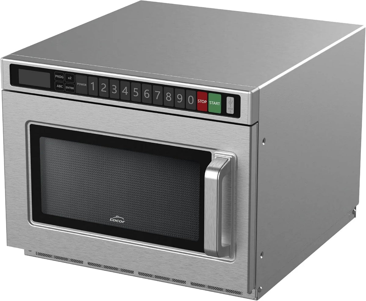 LACOR kuchenka mikrofalowa, 18 l, 1800 W, USB, profesjonalny, 69482, Podwójny magnetron z 1800 W, 18 l pojemność, idealny do hotelu, ceramiczna podstawa