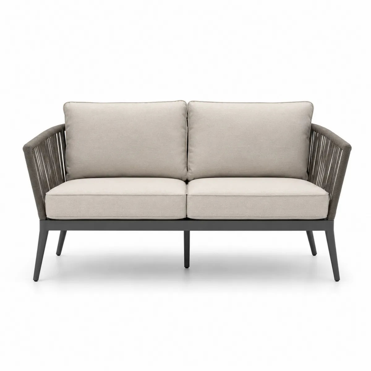Dwuosobowa sofa ogrodowa aluminiowa z tkaniny poliestrowej, szara