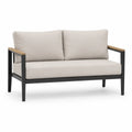 Dwuosobowa sofa z aluminium i drewna tekowego, beżowa