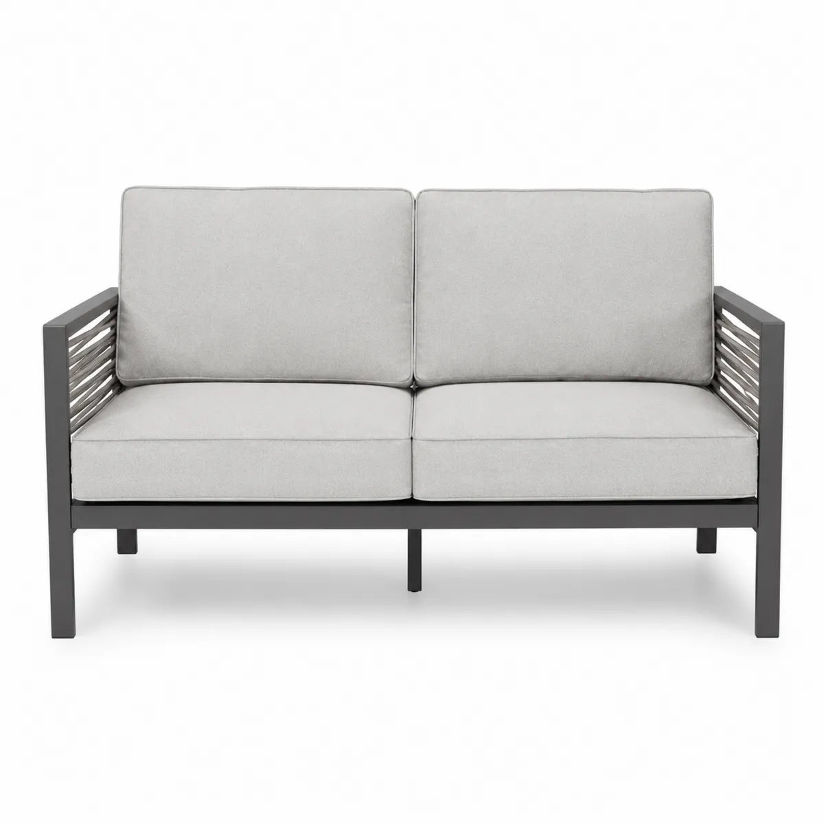 Metalowa sofa ogrodowa szara 130x75x80cm