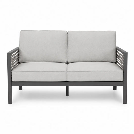 Metalowa sofa ogrodowa szara 130x75x80cm