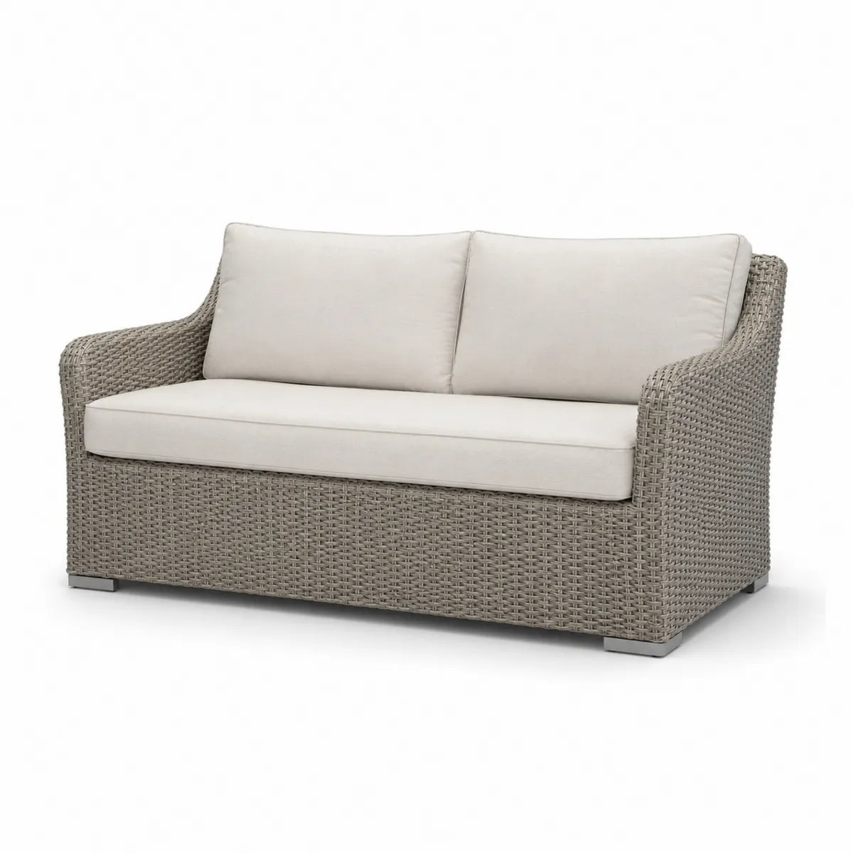 Sofa rattanowa dwuosobowa beżowa 183x85x75 cm