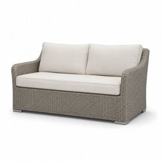 Sofa rattanowa dwuosobowa beżowa 183x85x75 cm