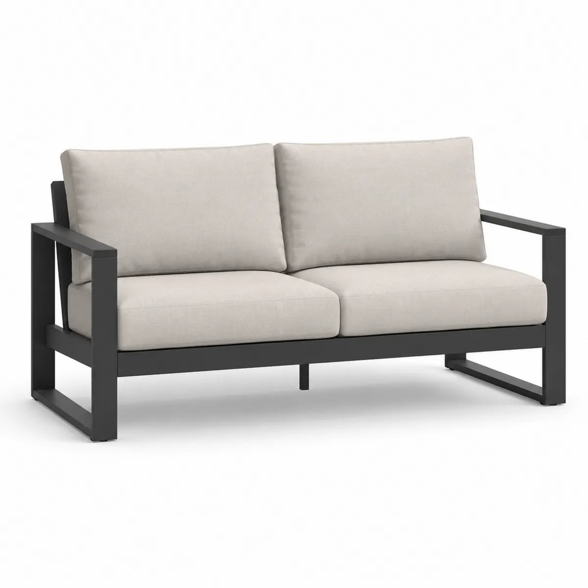 Sofa ogrodowa z aluminium z kremowym obiciem 2-osobowa