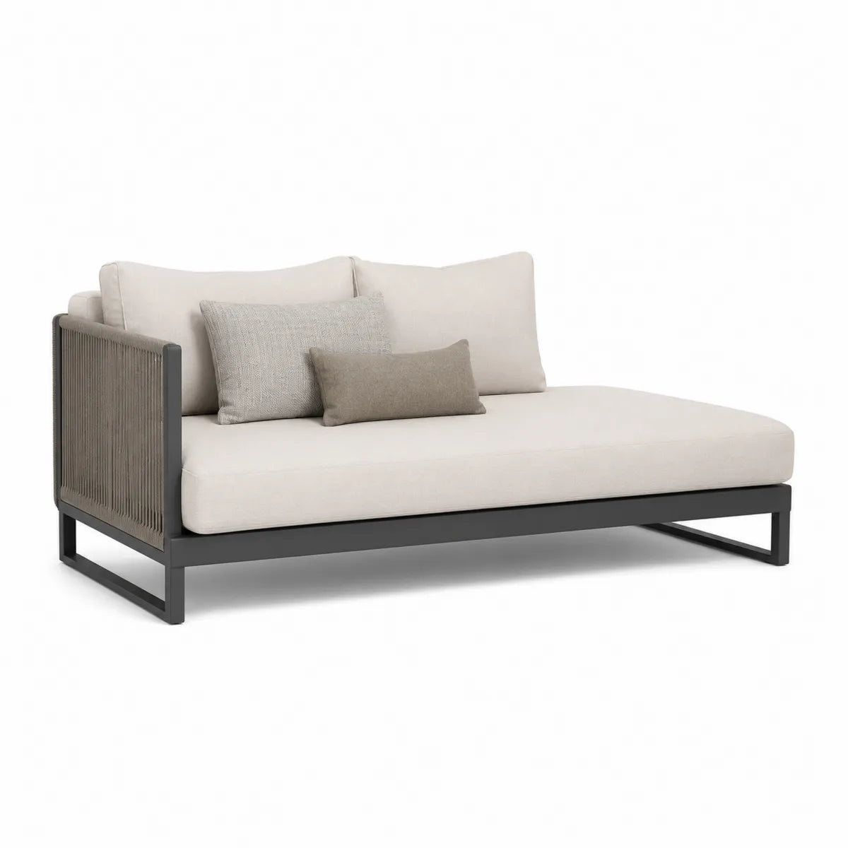 Metalowa sofa ogrodowa z tkaniną beżowa 200 cm