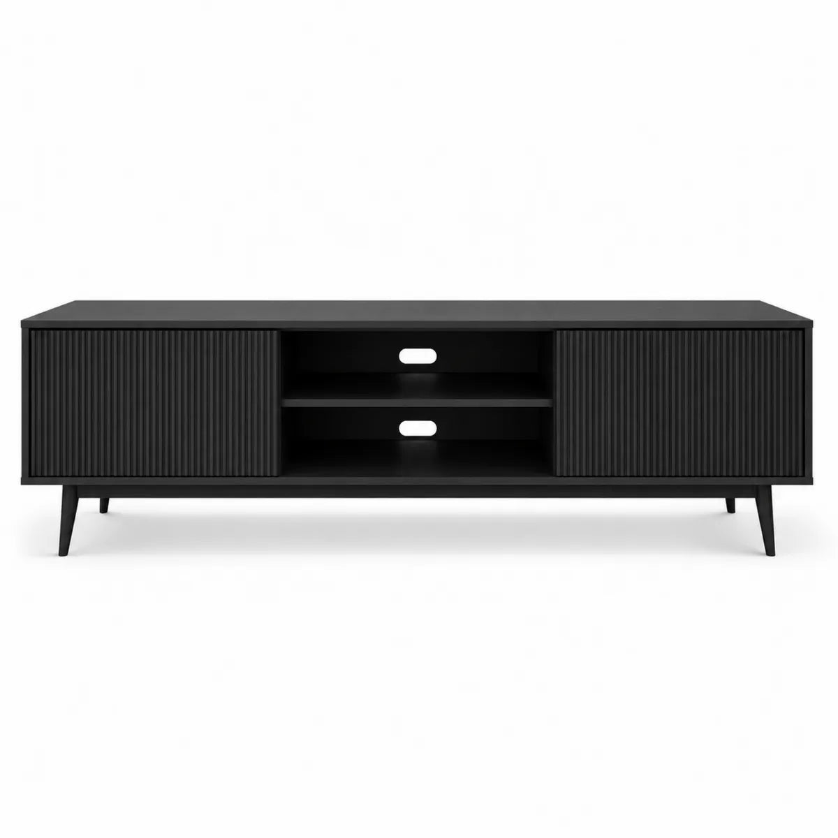 Szafka RTV czarna z MDF z metalowymi nogami 160 cm