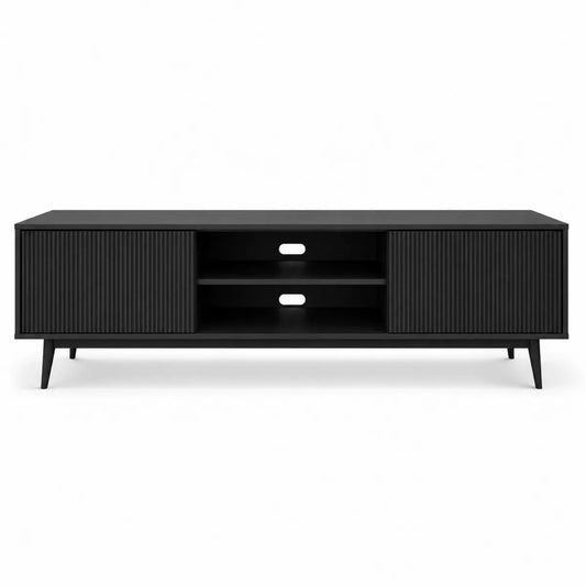 Szafka RTV czarna z MDF z metalowymi nogami 160 cm