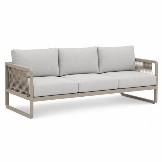 Sofa ogrodowa 3-osobowa aluminiowa z szarym siedziskiem
