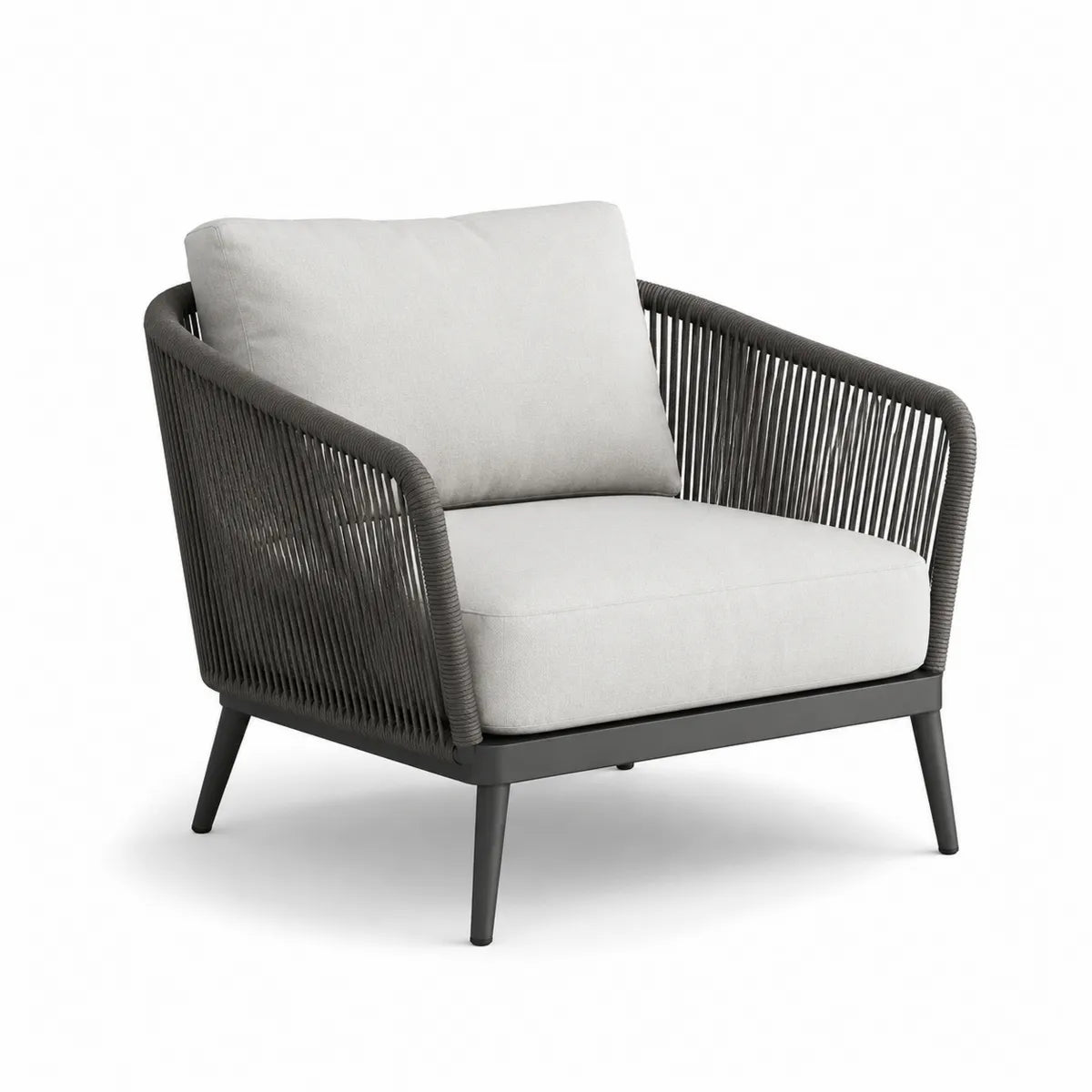 Fotel aluminiowy z liną polipropylenową antracytowy 85x75x72cm