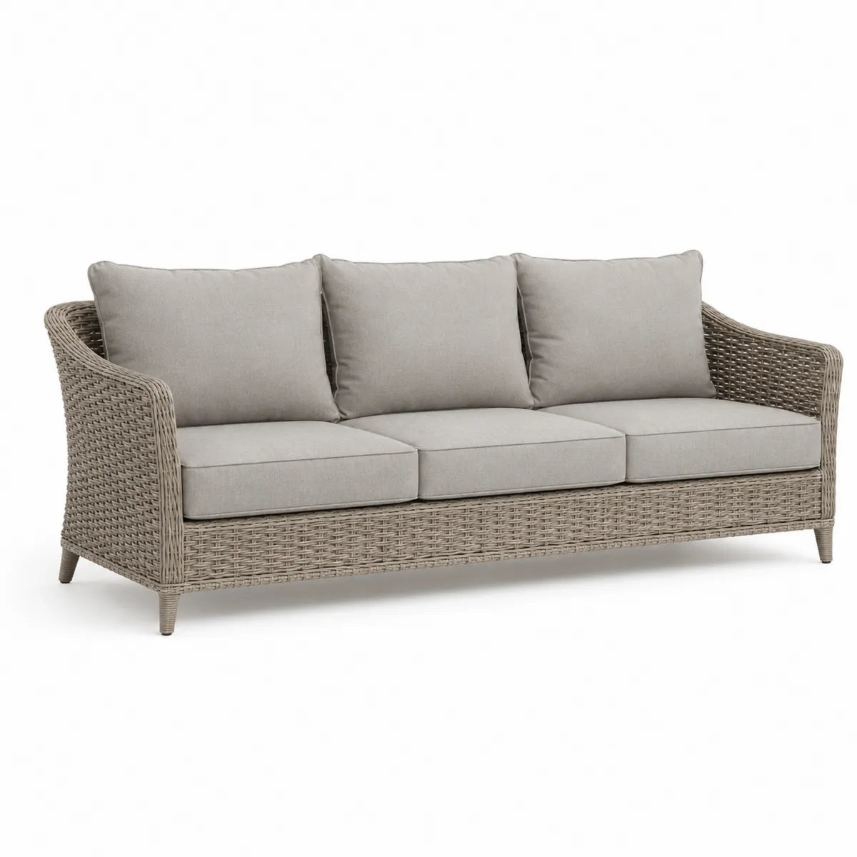 Sofa ogrodowa z technorattanu szara 3-osobowa 210 cm