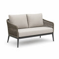 Dwuosobowa sofa z aluminium i plecionką w kolorze beżowym/brązowym