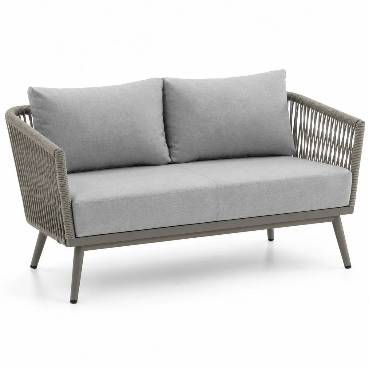 Sofa dwuosobowa z aluminium i tkaniny poliestrowej 120 cm szara