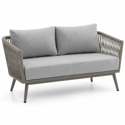 Sofa dwuosobowa z aluminium i tkaniny poliestrowej 120 cm szara
