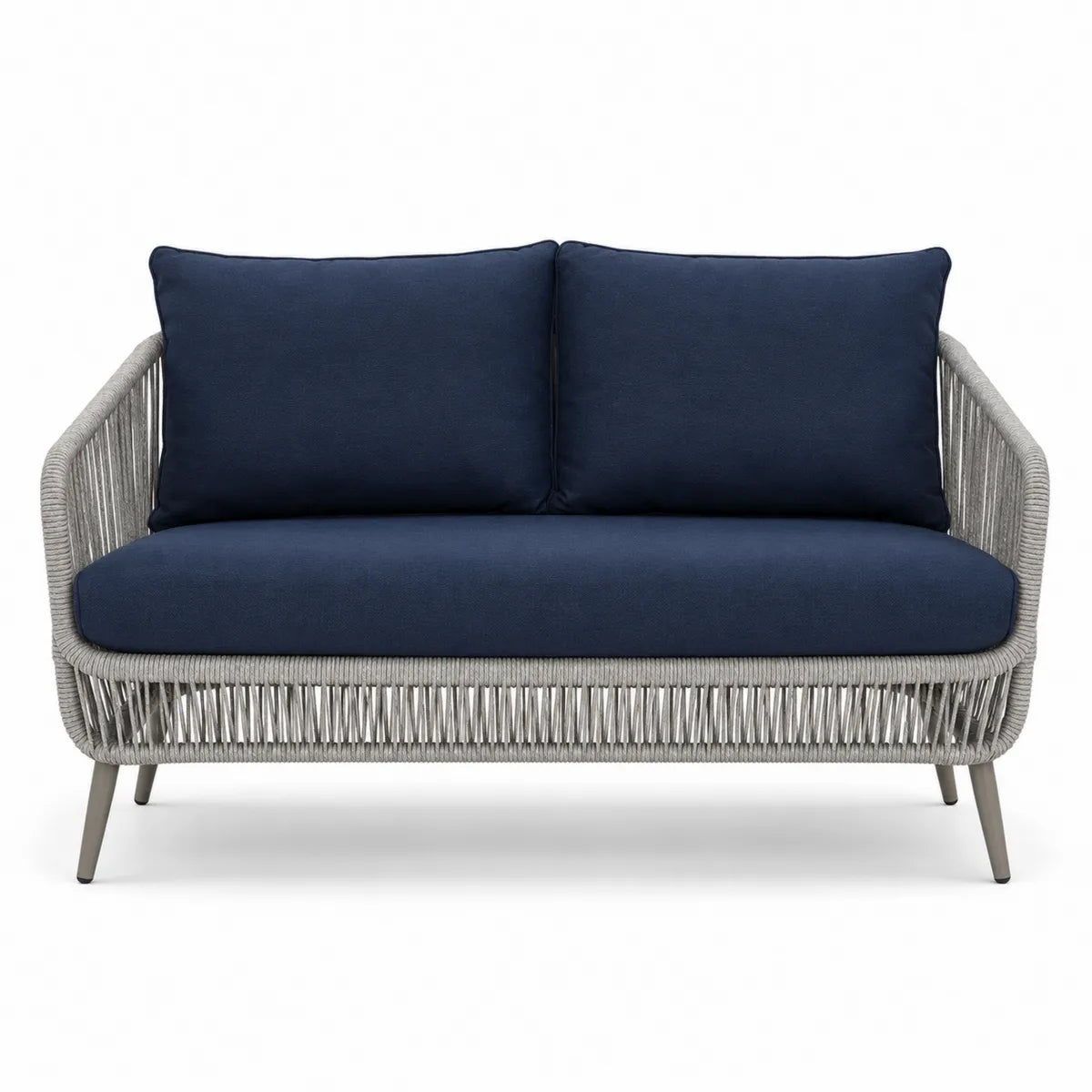 Sofa ogrodowa z poduszkami granatowy poliester i aluminiowa rama 150 cm