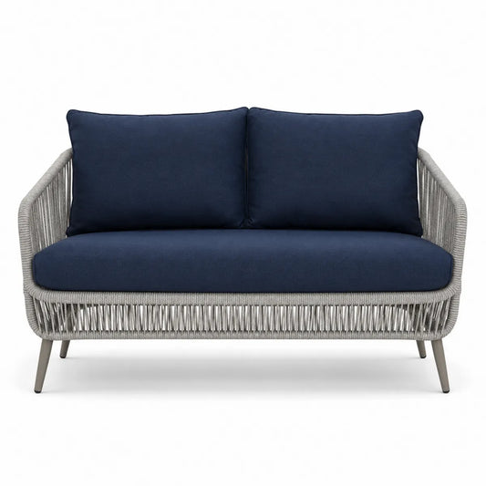 Sofa ogrodowa z poduszkami granatowy poliester i aluminiowa rama 150 cm