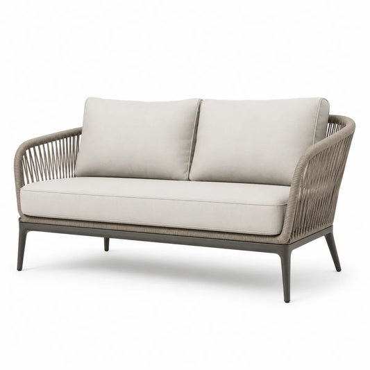 Sofa ogrodowa dwuosobowa aluminium kremowa 130 cm