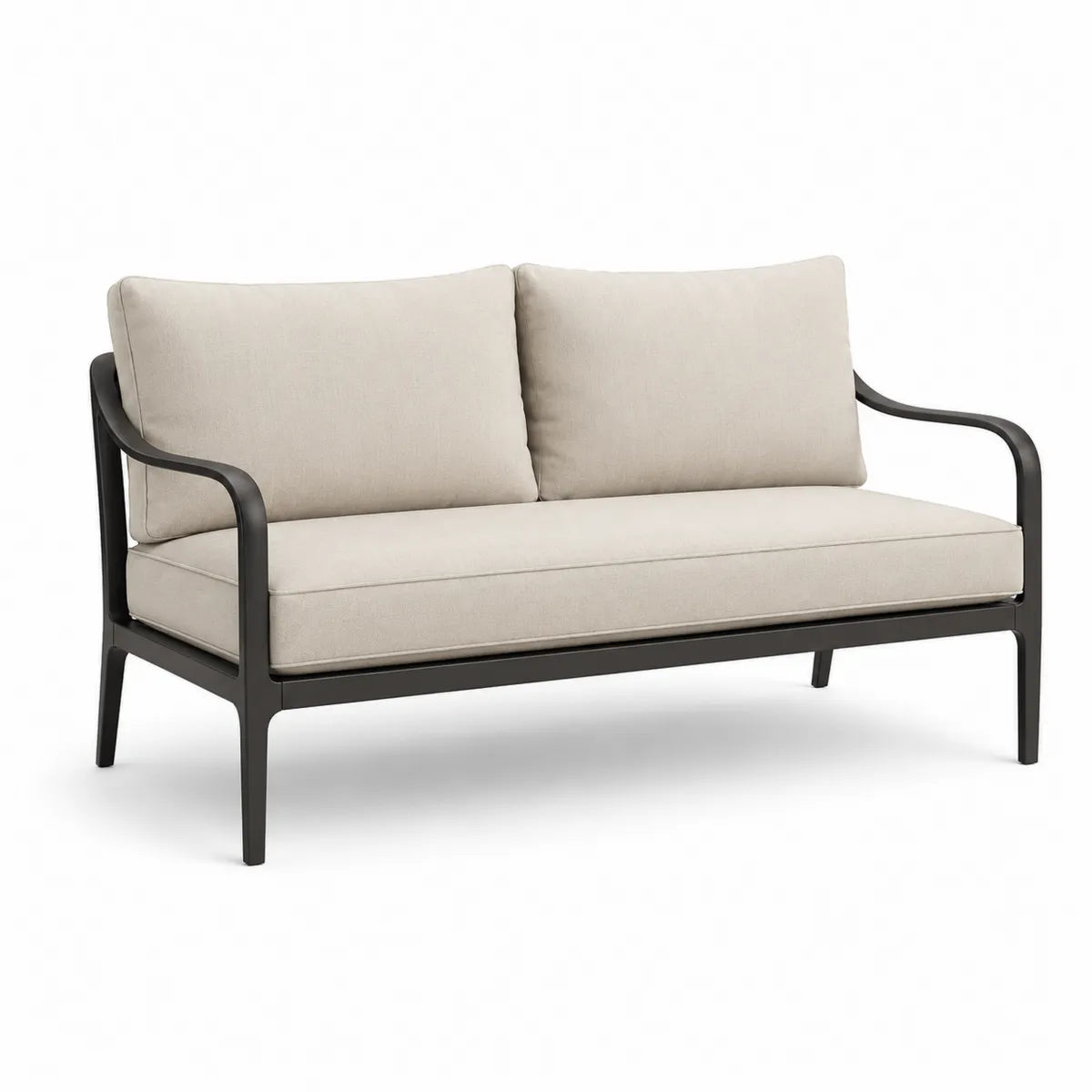 Sofa aluminiowa z poduszkami z tkaniny poliestrowej, 2-osobowa