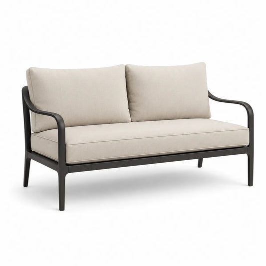 Sofa aluminiowa z poduszkami z tkaniny poliestrowej, 2-osobowa