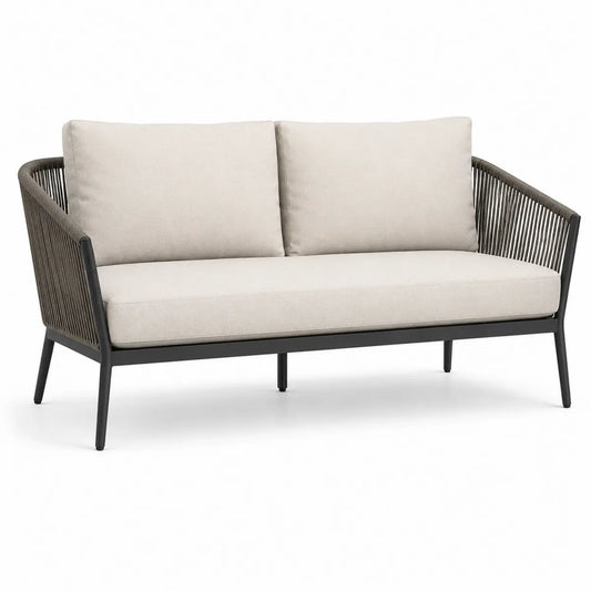 Sofa ogrodowa z aluminium i poliestru beżowa 180cm