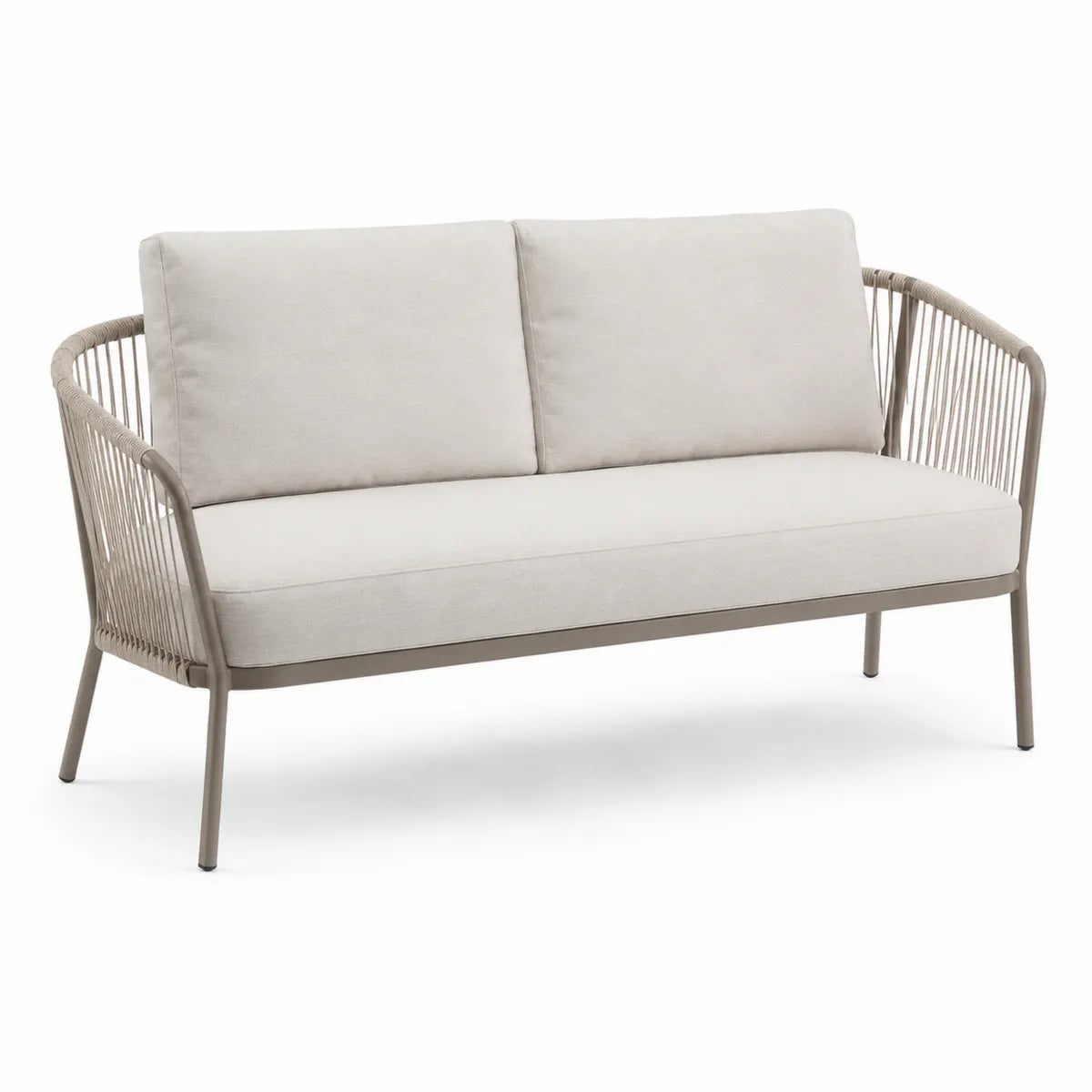 Sofa ogrodowa z poduszkami beżowa aluminium 160x75x80 cm