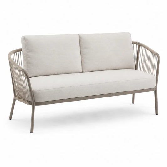 Sofa ogrodowa z poduszkami beżowa aluminium 160x75x80 cm