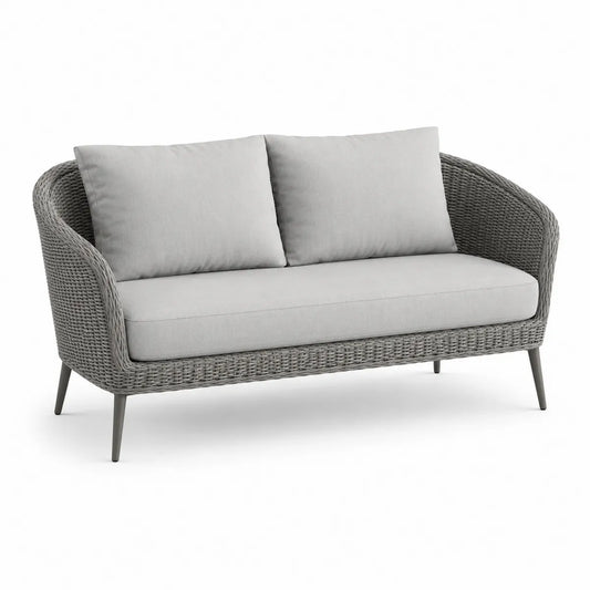 Sofa ogrodowa z technorattanu szara 175 cm
