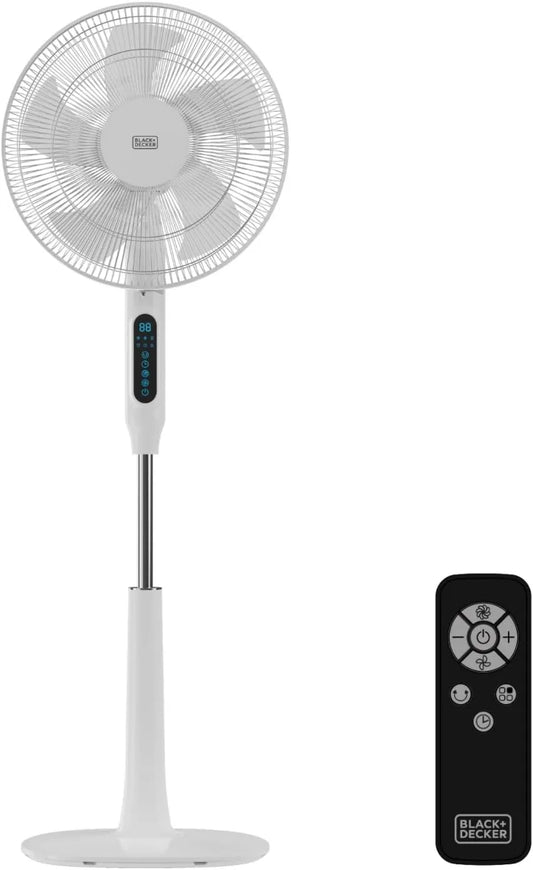 BLACK+DECKER, czarny+DECKER czarny+DECKER czarny+DECKER czarny+DECKER Czarny + Decker 3pm Wentylator, 138 cm, 30 W, zegar, oscylacja, cichy, czarny, Regulowana wysokość 118- 138 cm, dioda LED, 24 Speedy