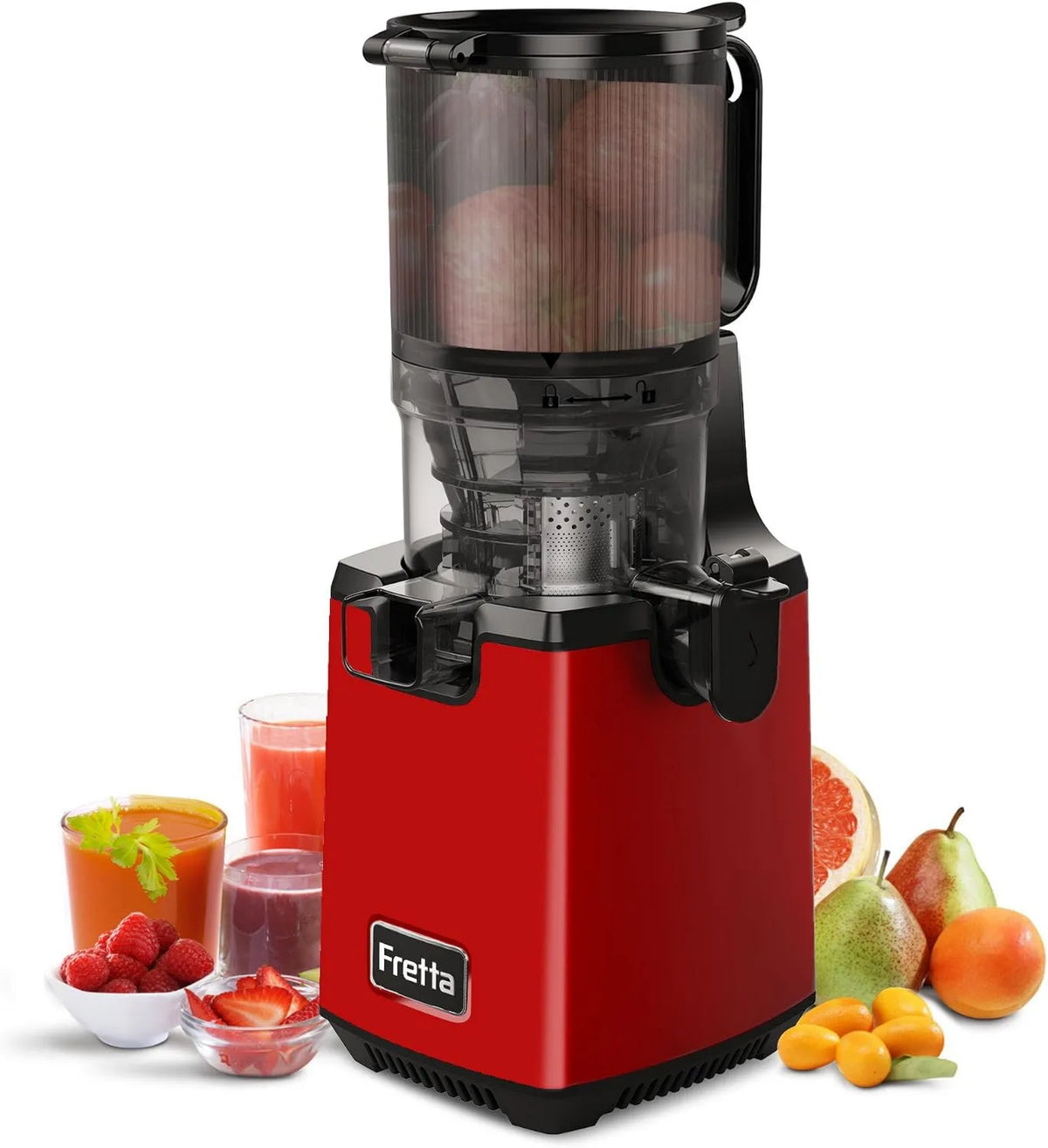 Wyciskarka do soku, 1,8 l, 250 W, 135 mm, Fretta Wyciskarka wolnoobrotowa Slow Juicer, zwycięzca testu, łatwy montaż i czyszczenie