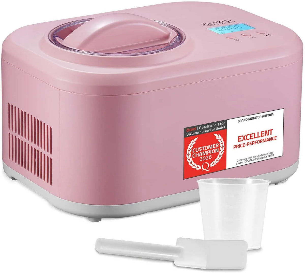 TZS First Austria, 3- in- 1-100 W kostkarka do lodu, lodu i sorbetu, 1 l, 100 W, Stal nierdzewna, do mrożonego jogurtu, TZS 3 w 1-100 W
