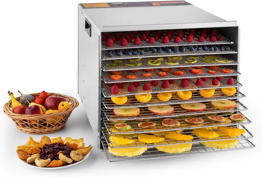 KLARSTEIN suszarka do żywności, Wentylator, licznik czasowy, 2 strefy temperatur, 10 pięter, 1000 watów
