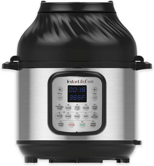 140-0042-01-EU frytkownica, 5,7 l, 11 programów, Stal Nierdzewna, Instant Pot Duo Crisp 8 Wielofunkcyjne Urządzenie Do Gotowania, Srebrny/Czarny