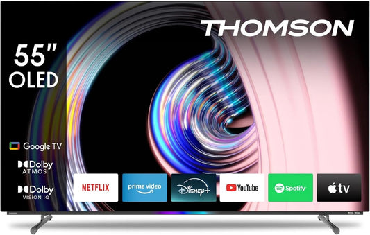 55OG8S24 THOMSON 55 depilator IPL, 139 cm, HDR10, sterowanie WiFi, łączność Bluetooth, Calowy, OLED 4K UHD Smart Google TV, Dolby Vision IQ