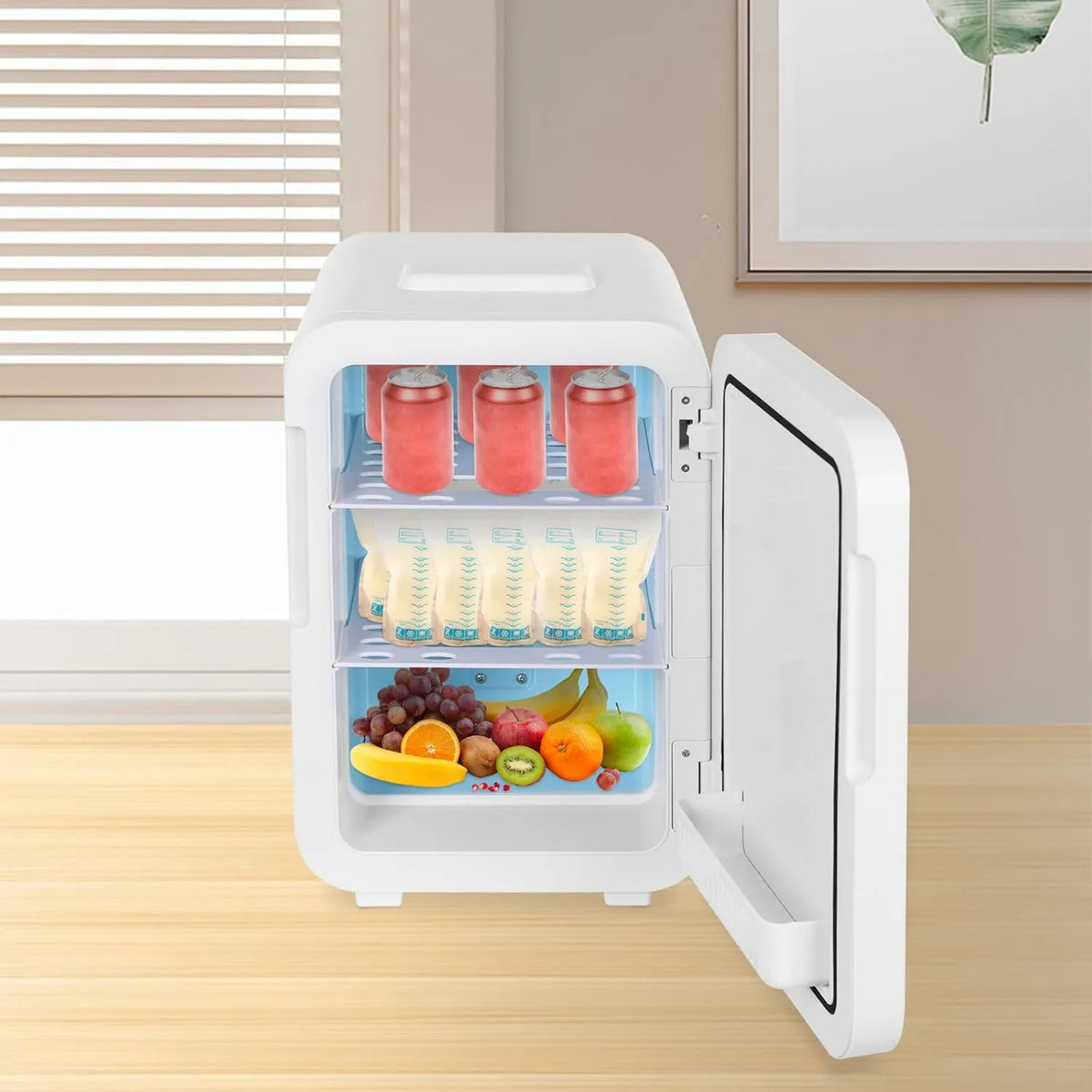 Chelngveo minilodówka, Lodówka DC, 220, 20 l, 12 V, 2 strefy temperaturowe, do sypialni, biura, w akademiku